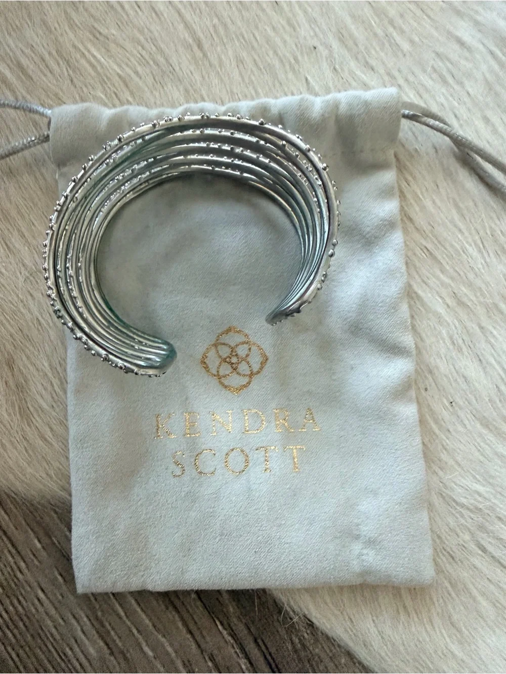 Kendra Scott Silver Textured Multi-Band Cuff Bracelet - Picture 3 of 4